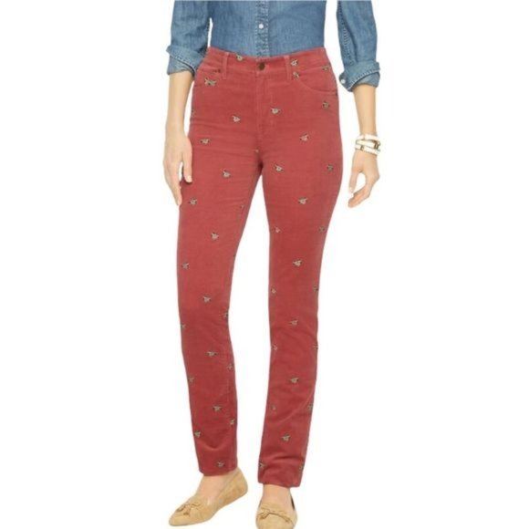 ❤️Sold Talbots Stretch Corduroy Straight Leg Pant Mallard Embroidered Size 18 - Picture 2 of 15